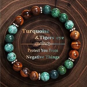 ⭐️ Turquoise Colour and Tiger's Eye Beaded Bracelet